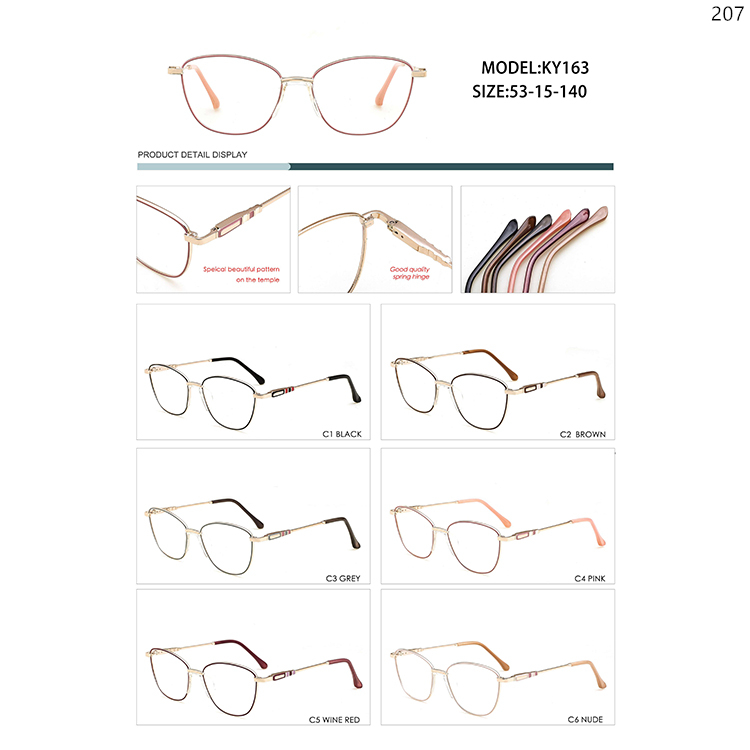 KY159-163 Metal Cateye Optical Prescription Glasses with Spring Hinges Pattern Legs (5)