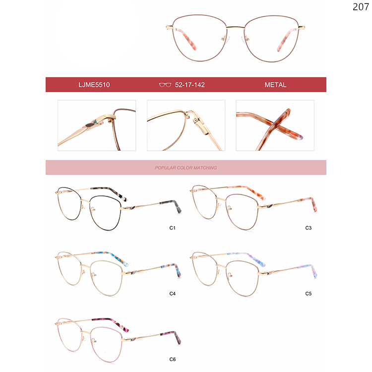 LJME5507-12 Ladies Style Metal Material Optical Eyewear with Spring Hinges (1)