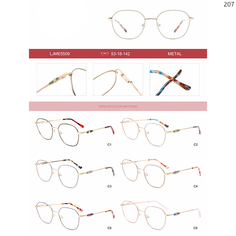 LJME5507-12 Ladies Style Metal Material Optical Eyewear with Spring Hinges (2)