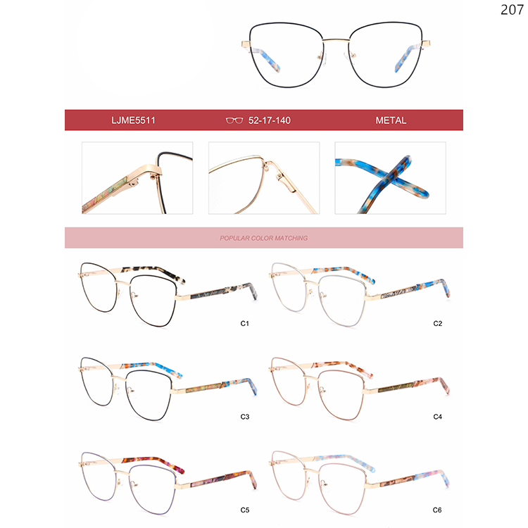 LJME5507-12 Ladies Style Metal Material Optical Eyewear with Spring Hinges (6)