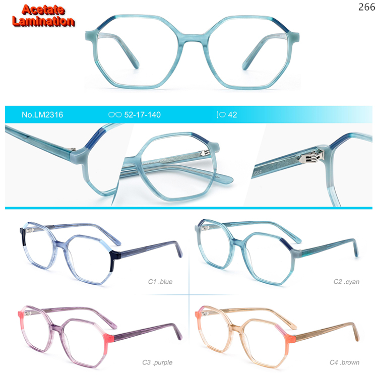 LM2316-24 Acetate Material Optical Glasses Women's Lightweight Clear Glasses (1)