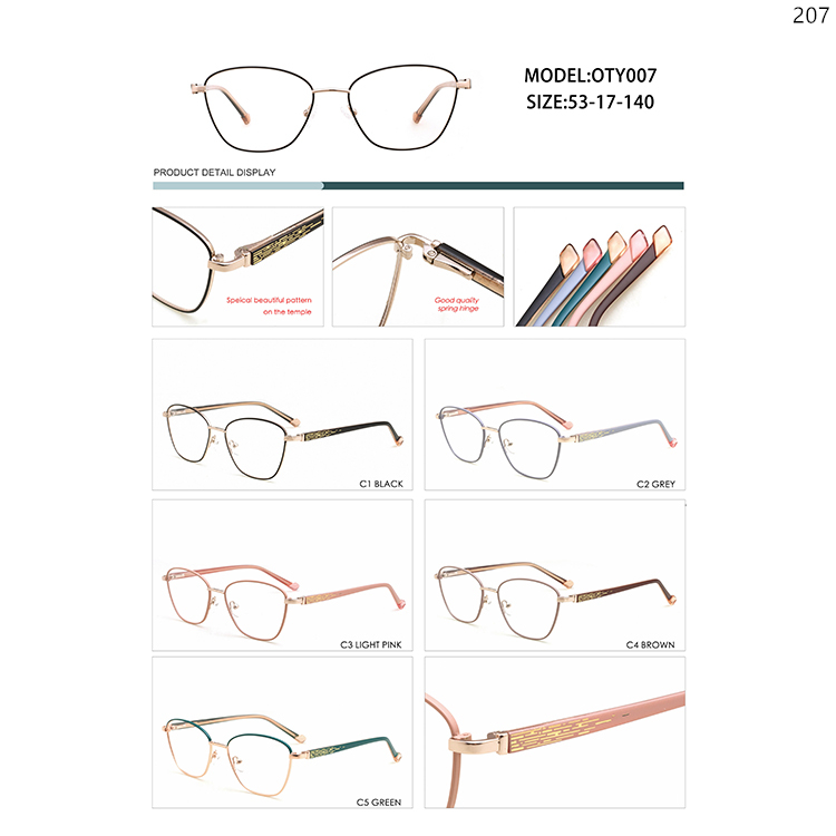 OTY006-12 Ladies Design Metal Optical Glasses Occhiali Ottici with Spring Hinges (2)
