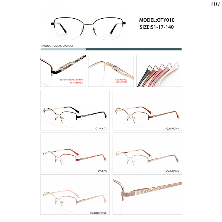 OTY006-12 Ladies Design Metal Optical Glasses Occhiali Ottici with Spring Hinges (3)