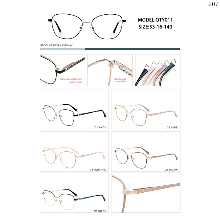 OTY006-12 Ladies Design Metal Optical Glasses Occhiali Ottici with Spring Hinges (4)