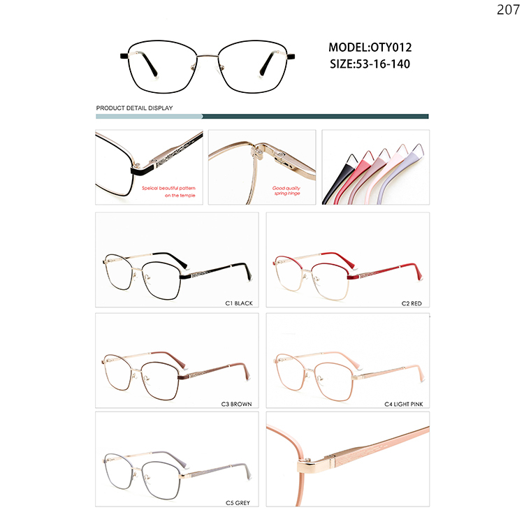 OTY006-12 Ladies Design Metal Optical Glasses Occhiali Ottici with Spring Hinges (5)